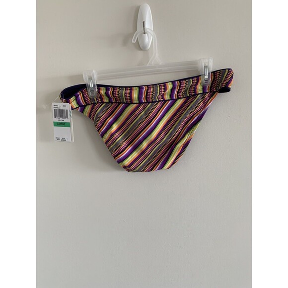 Lucky Brand MULTI Boho Hipster Bikini Swim Bottom Rainbow Striped NWT Large - Picture 2 of 5
